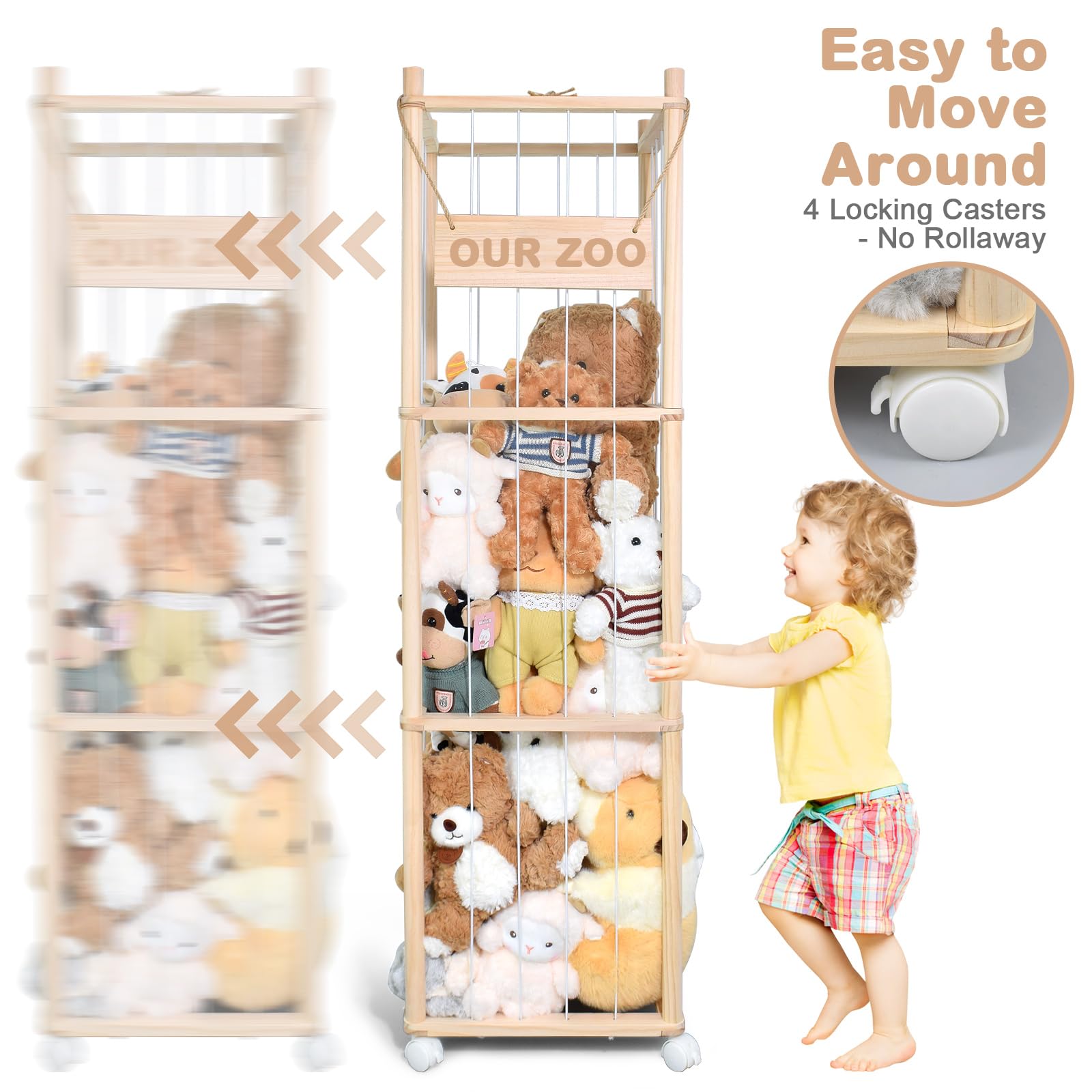 BENCHRY large-capacity toy organizer fits plush toys in a kid's room.
