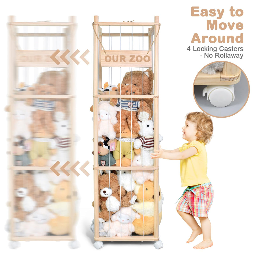 BENCHRY large-capacity toy organizer fits plush toys in a kid's room.