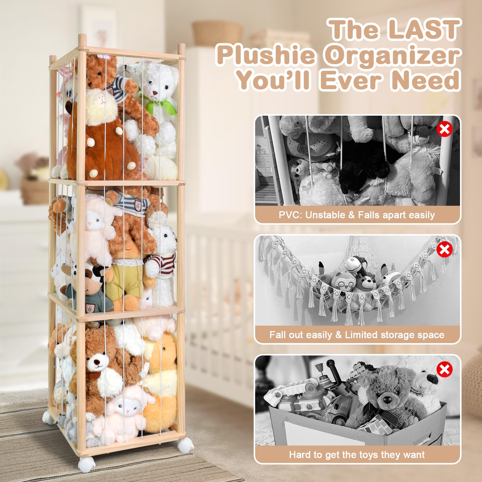 BENCHRY stuffed animal zoo storage in playroom demonstrates kid-friendly organization.