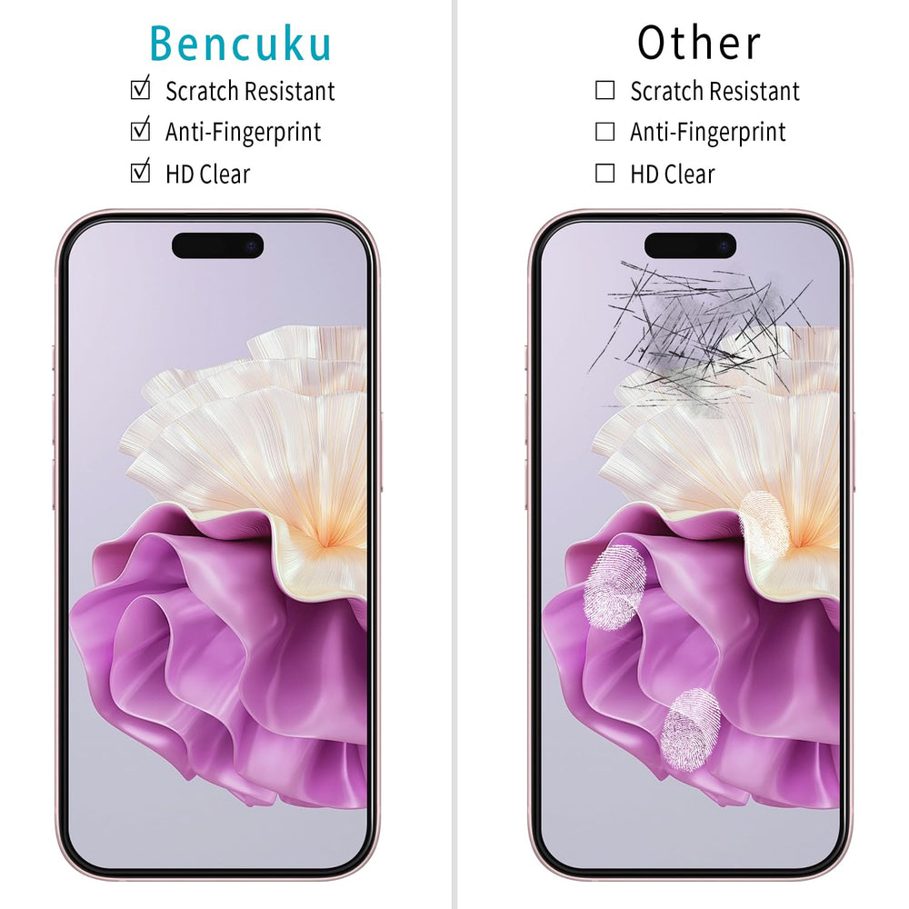 Bencuku screen protector for iPhone 16 Plus ensures bubble-free installation.