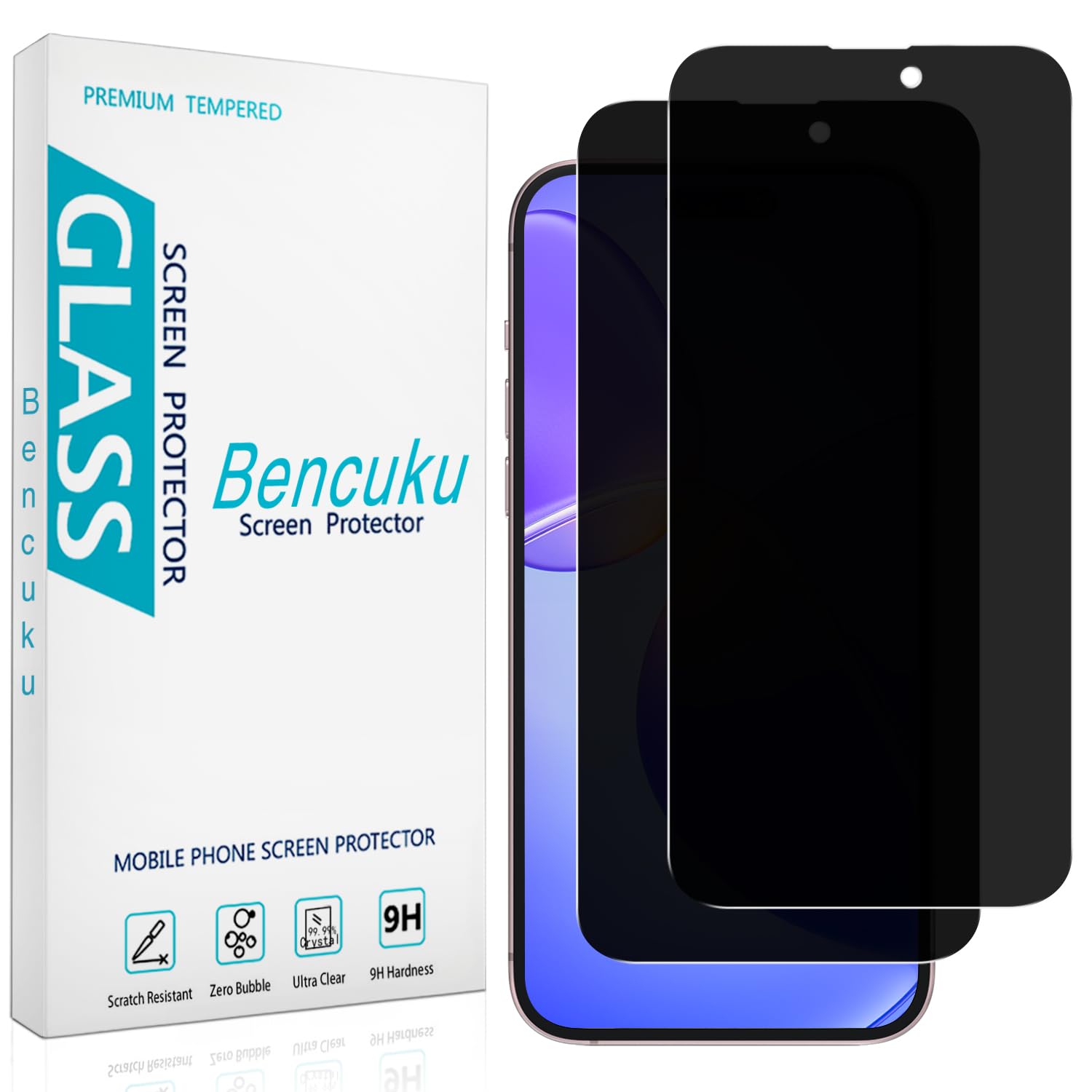 Bencuku iPhone 16 privacy front view with 28° concealment