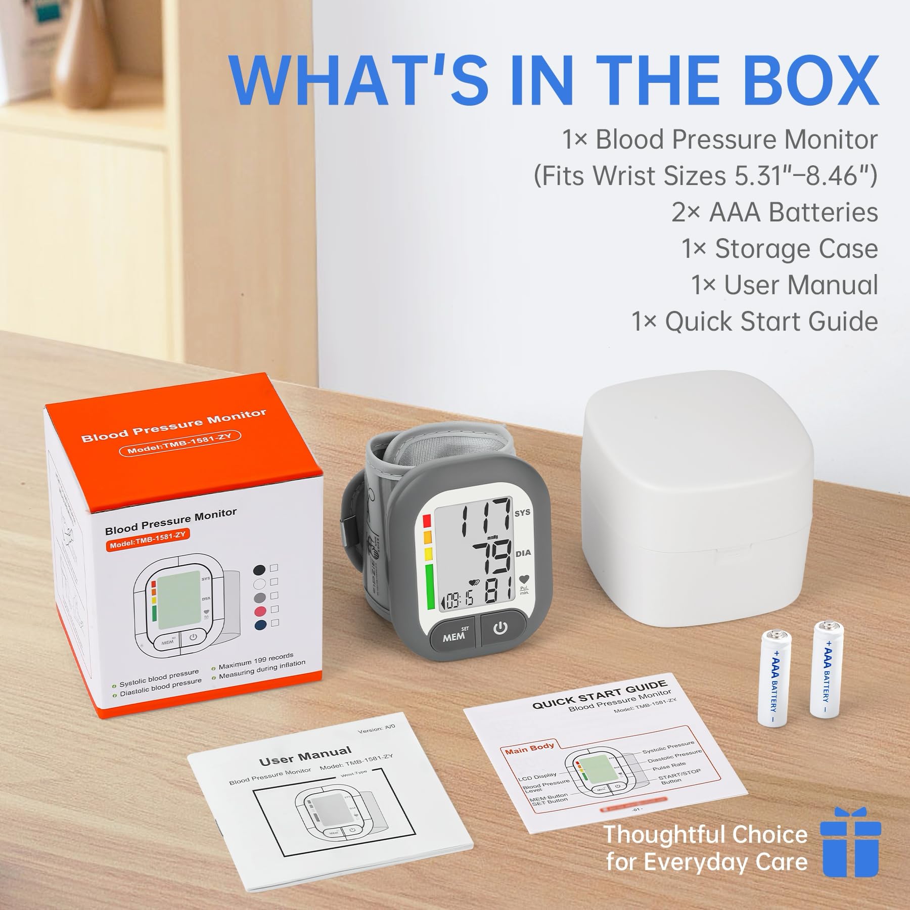 BENECEN Blood Pressure Monitor 199 memory with date and time stamps.