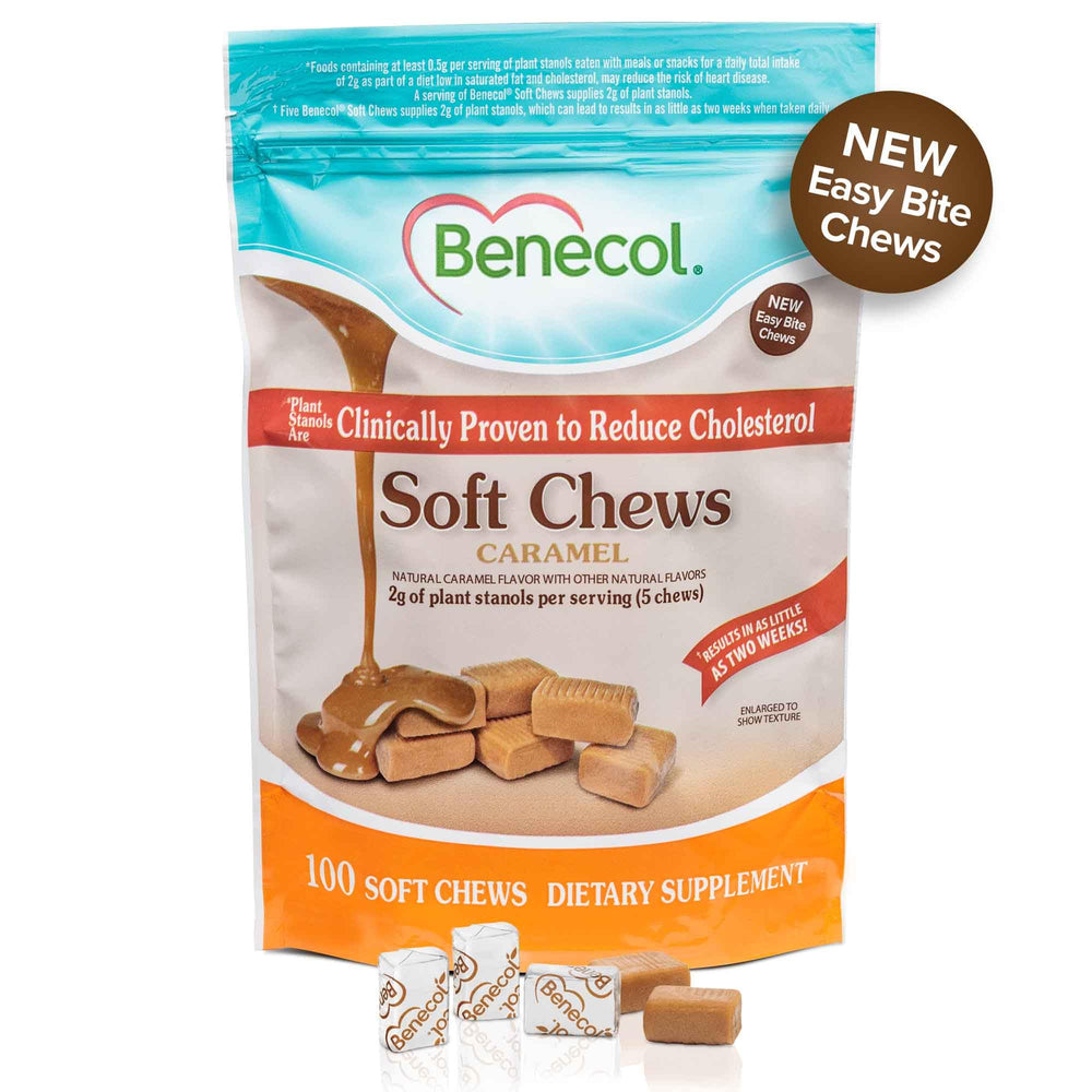 Benecol Soft Chews creamy caramel texture close-up for a smooth bite.