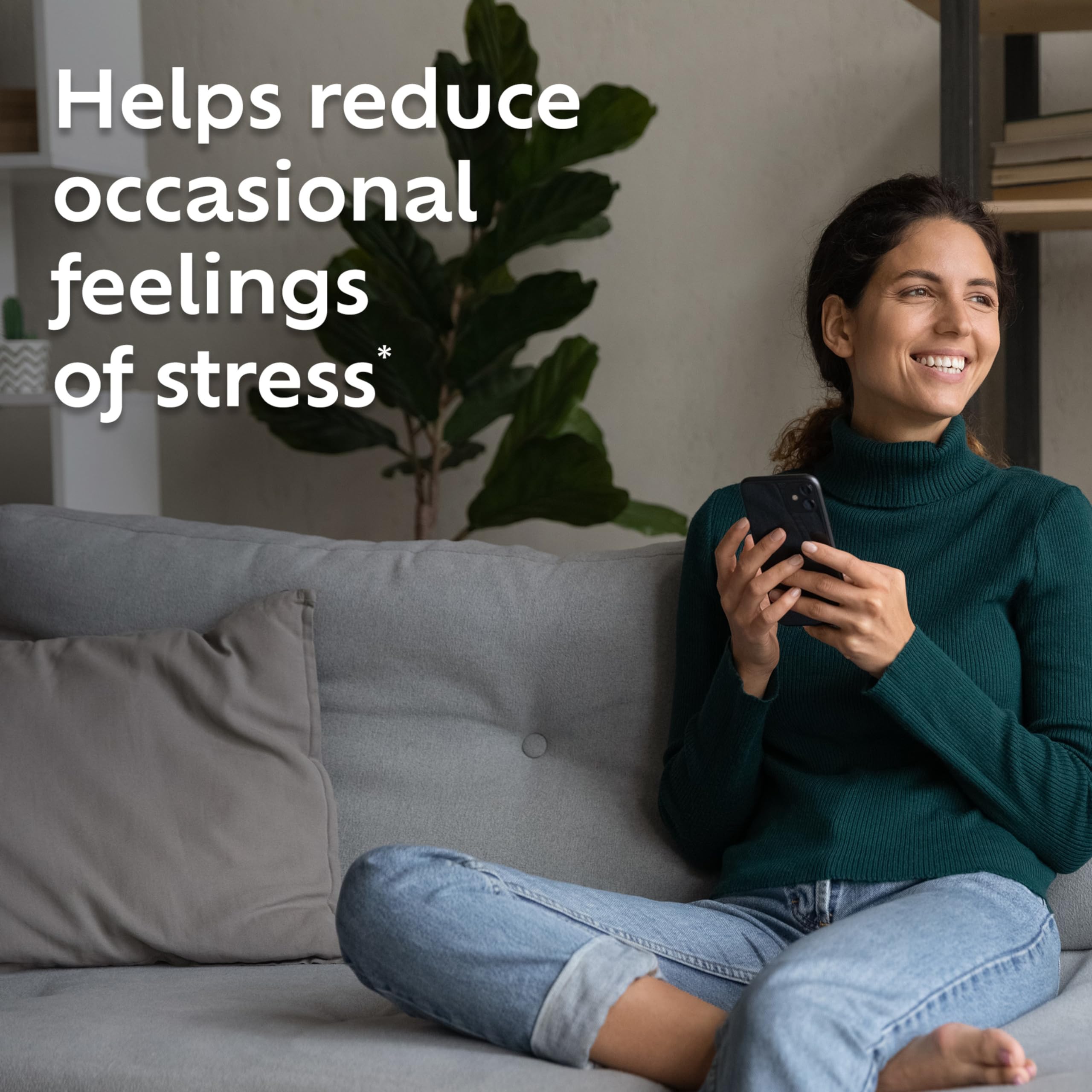 Benefiber Dual Action Biotic Plus Stress Relief with L-theanine for calm moments.