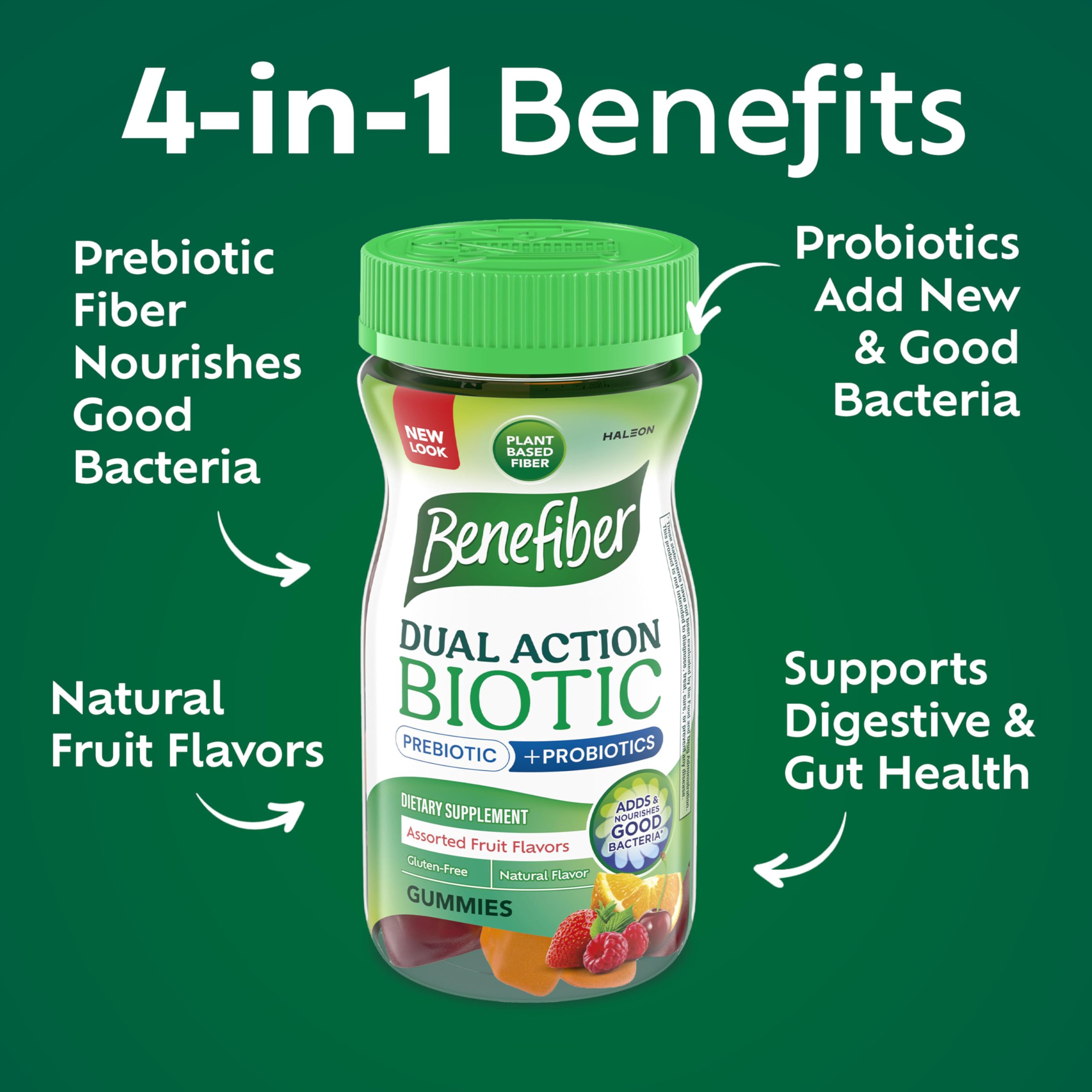 Benefiber prebiotic fiber gummies assorted flavors for tasty daily fiber.