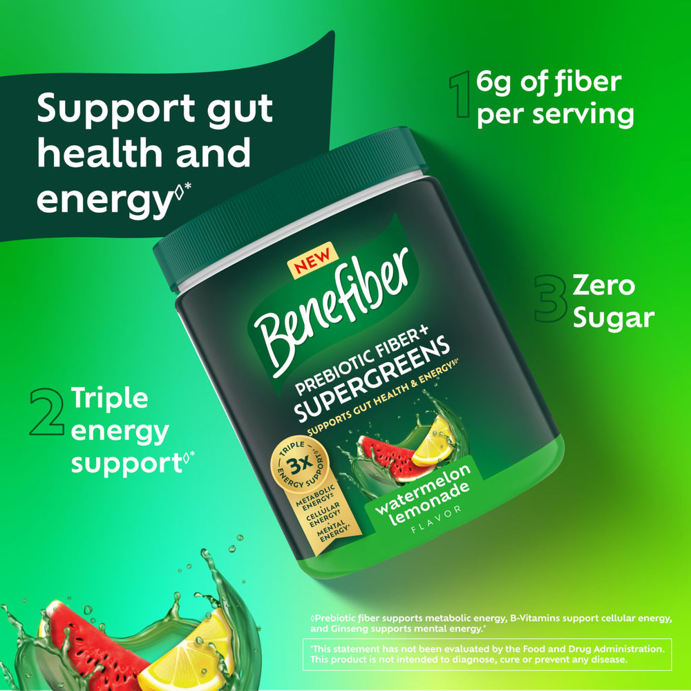 Benefiber tub with gluten-free and dairy-free packaging supports dietary needs