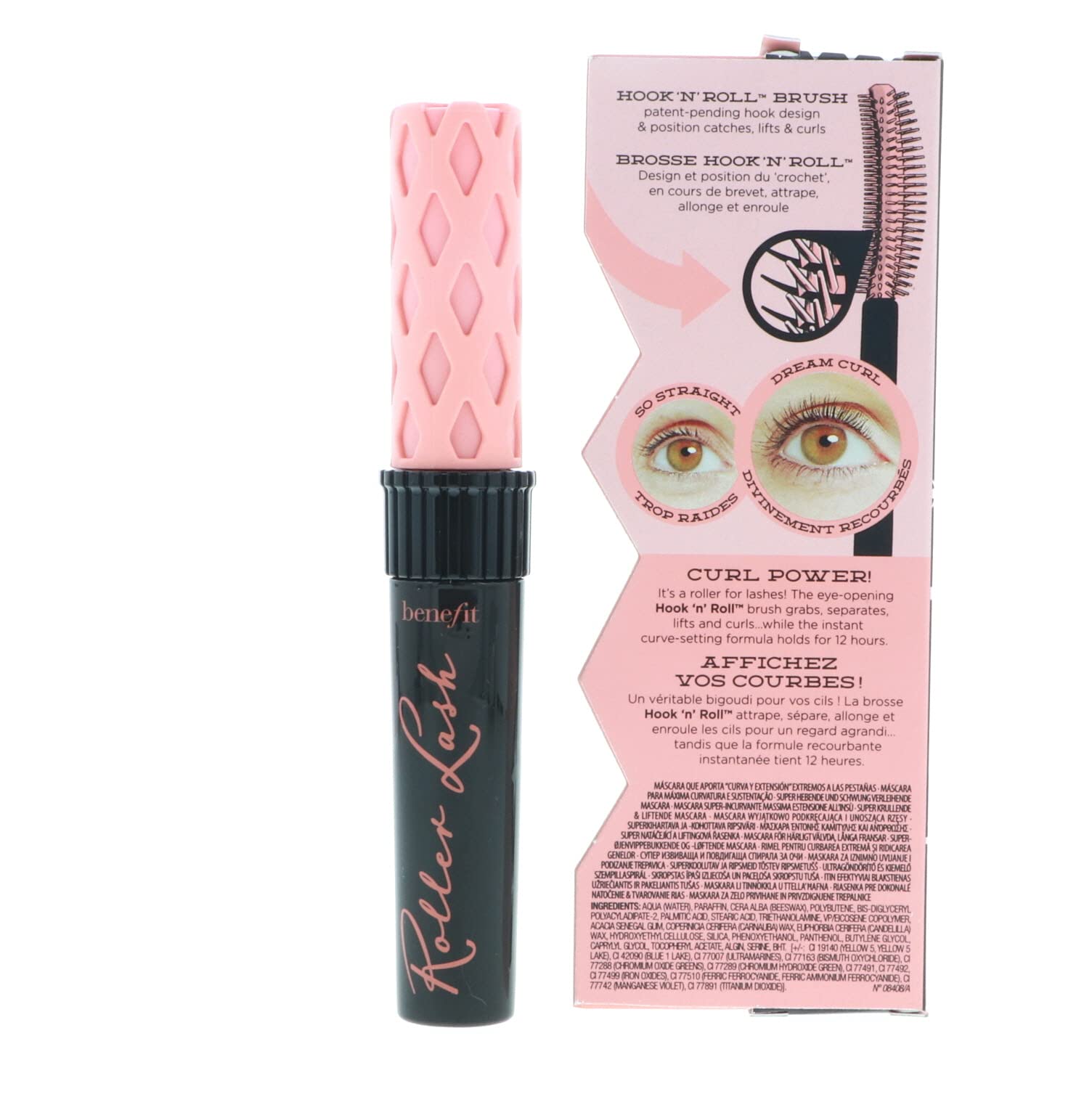 Benefit Cosmetics Roller Lash tube front shows compact packaging.