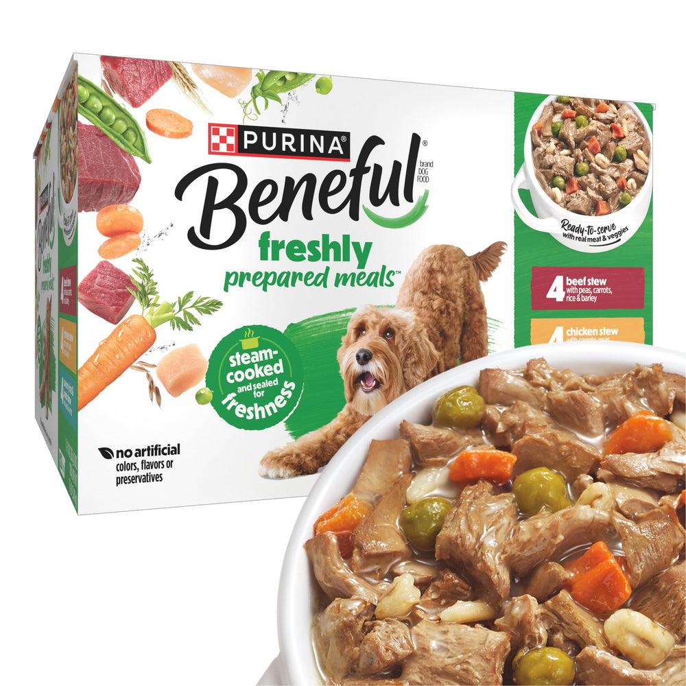Beneful variety-pack tub showing multiple flavors for exciting meals