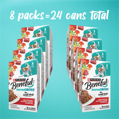 Beneful IncrediBites real beef with visible vegetables and wild rice in can.