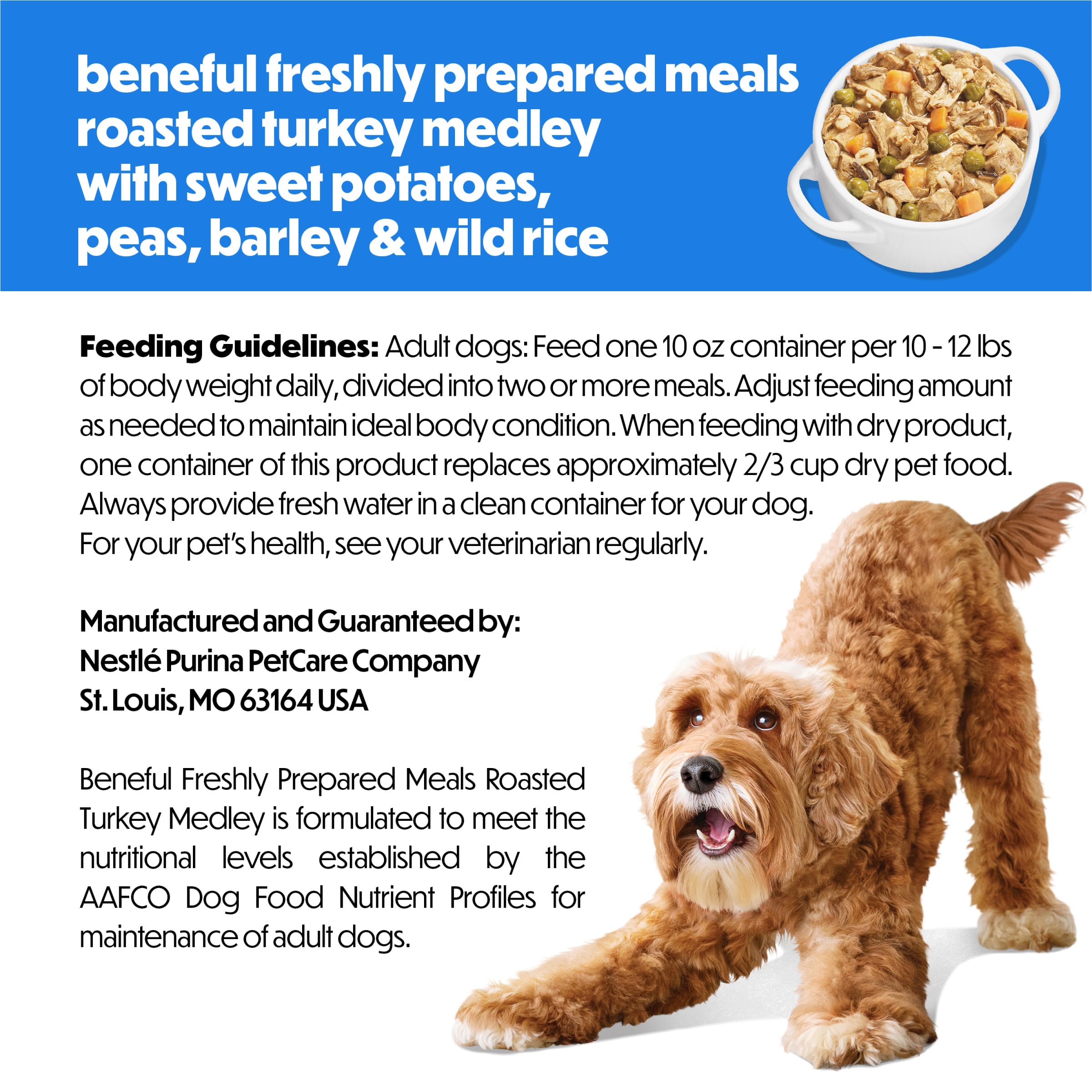 Beneful Roasted Turkey Medley resealable lid keeps leftovers fresh.
