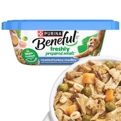 Beneful Roasted Turkey Medley tubs packaged for easy daily meals.
