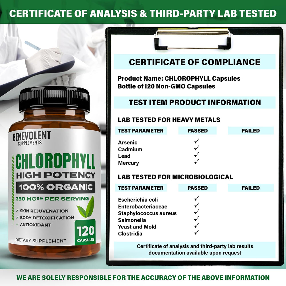 Daily-use scene with Benevolent Nourishment chlorophyll capsules in a routine