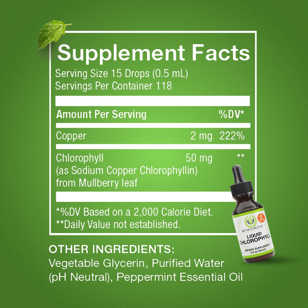 Benevolent Nourishment mint-taste drops with glass, illustrating refreshing mouthfeel.