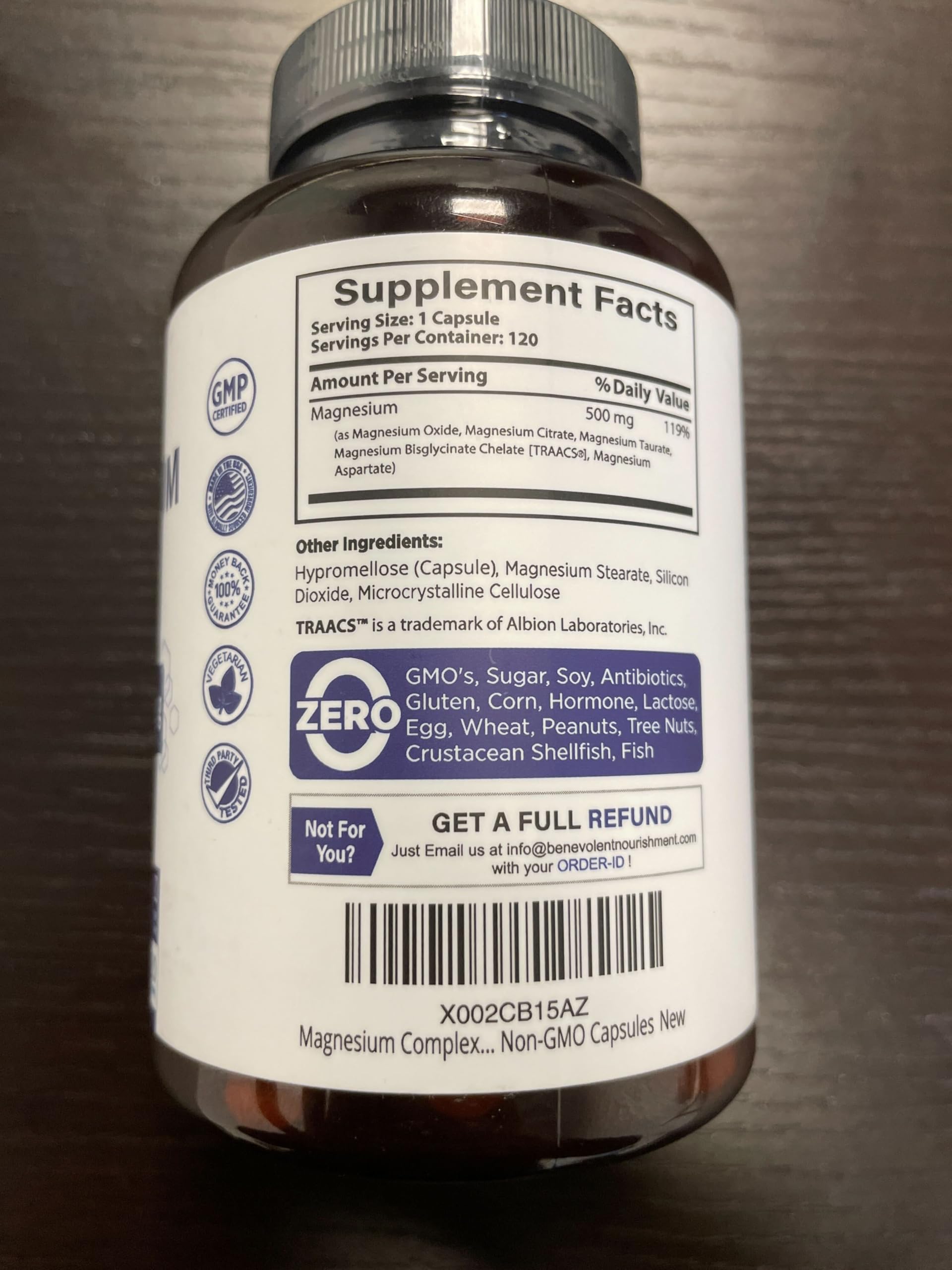 Benevolent Nourishment Magnesium Complex nightstand setup suggesting restful evenings