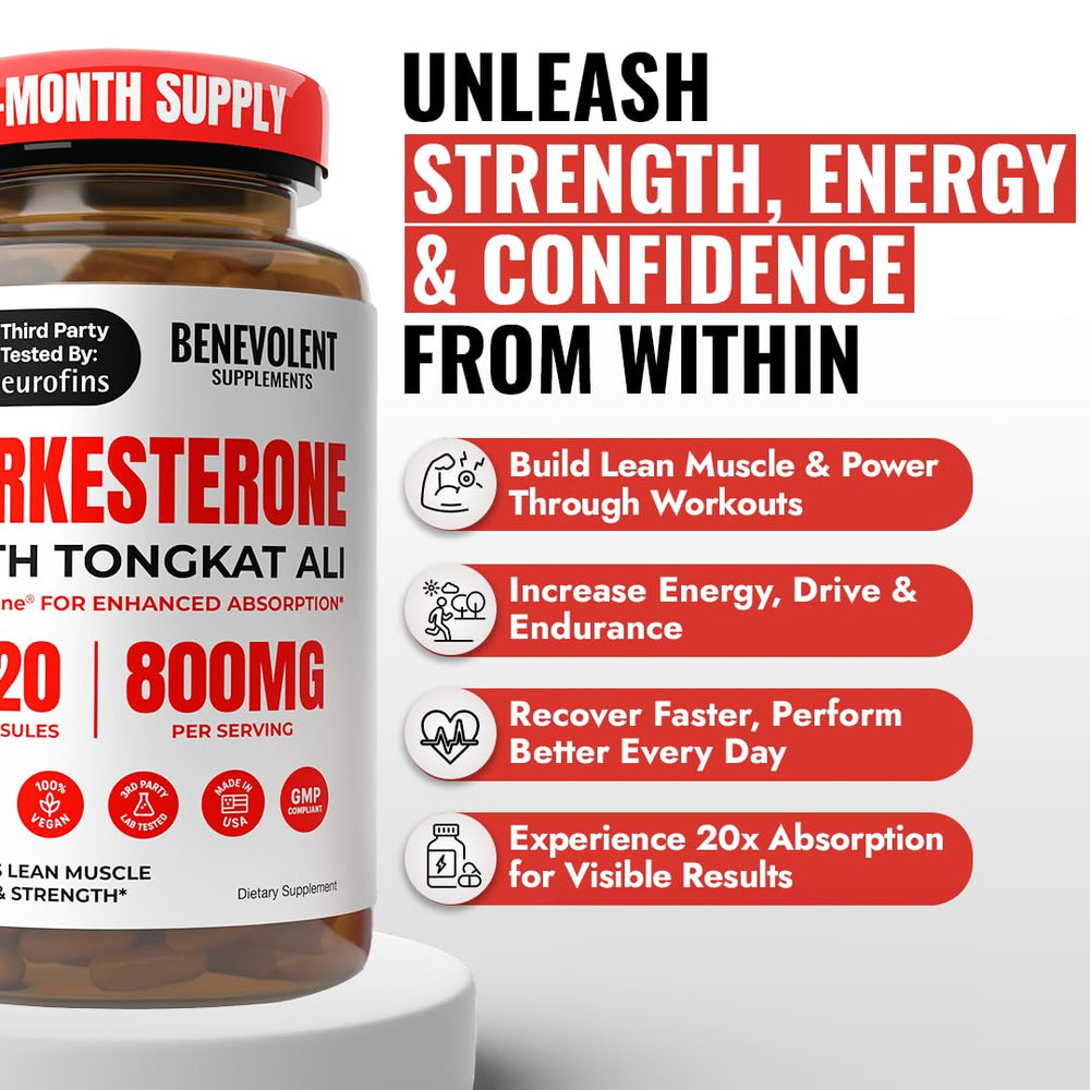 Benevolent Nourishment Turkesterone capsules ready for daily use in workouts