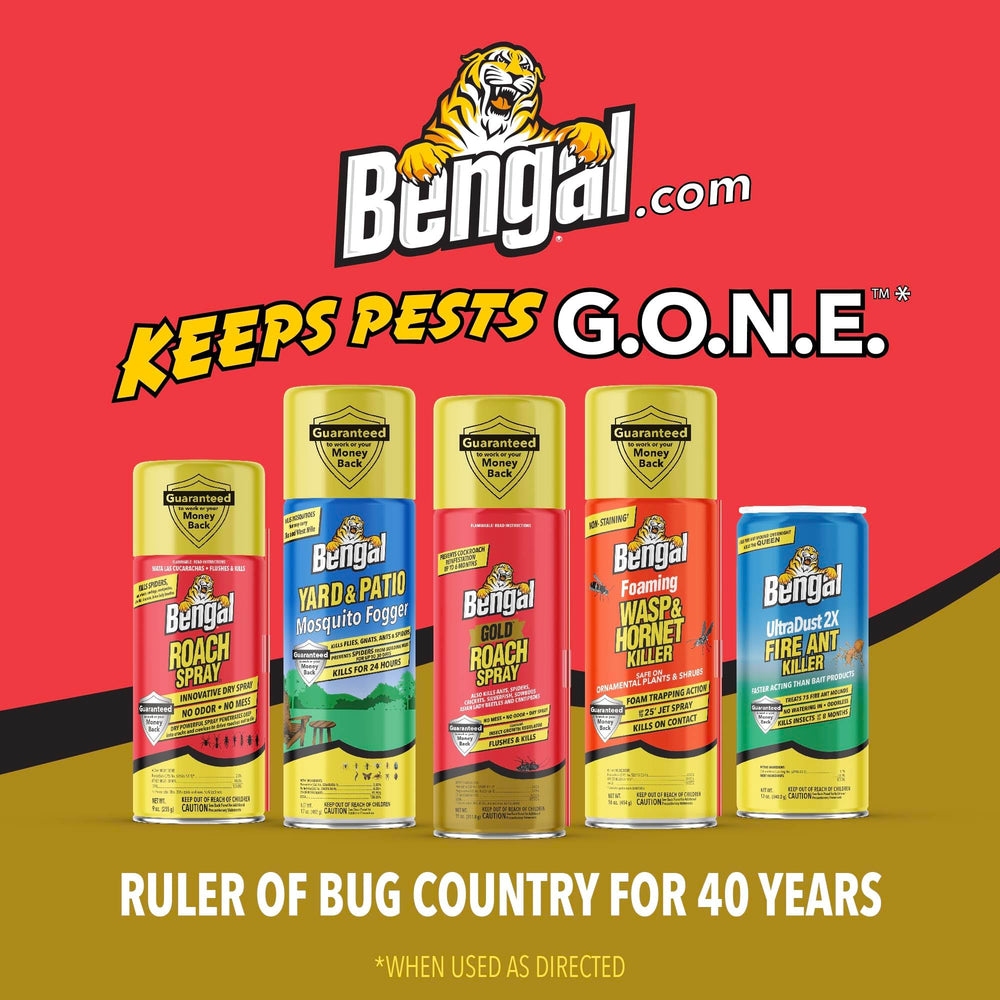 Bengal Gold Roach Spray coverage-map indicates up to six months protection.