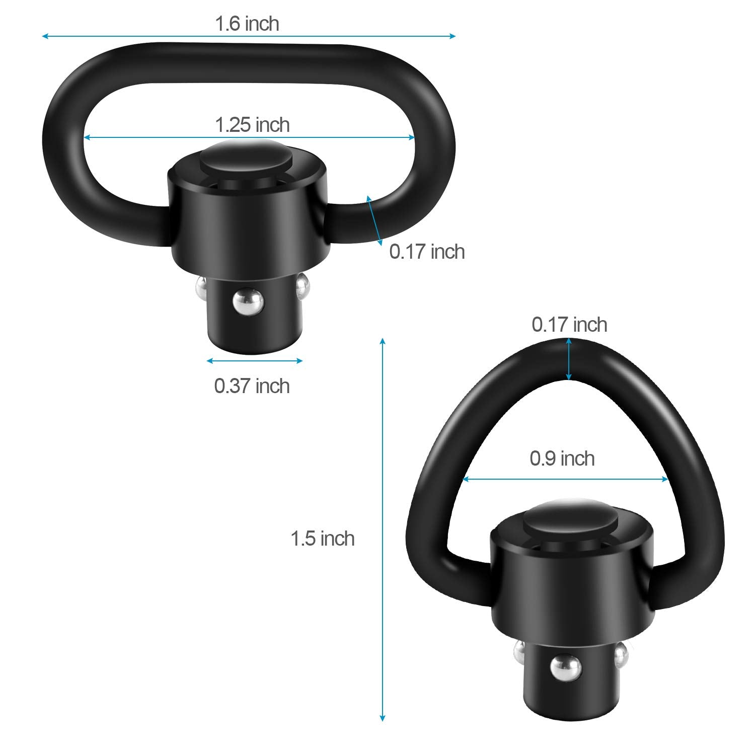 Bengor QD Swivels feature push-button release with smooth ejection.