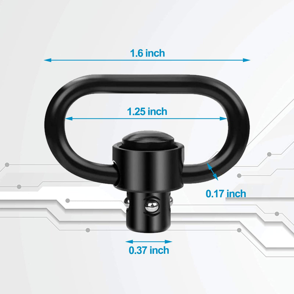 Close-up of Bengor aluminum sling mounts with black matte finish.