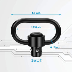 Close-up of Bengor aluminum sling mounts with black matte finish.
