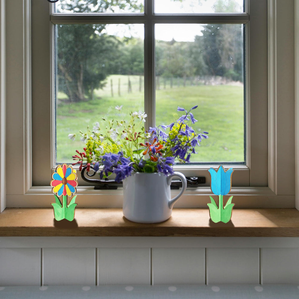 Unfinished wooden flowers from BENIMUS ready to customize with markers or stains.