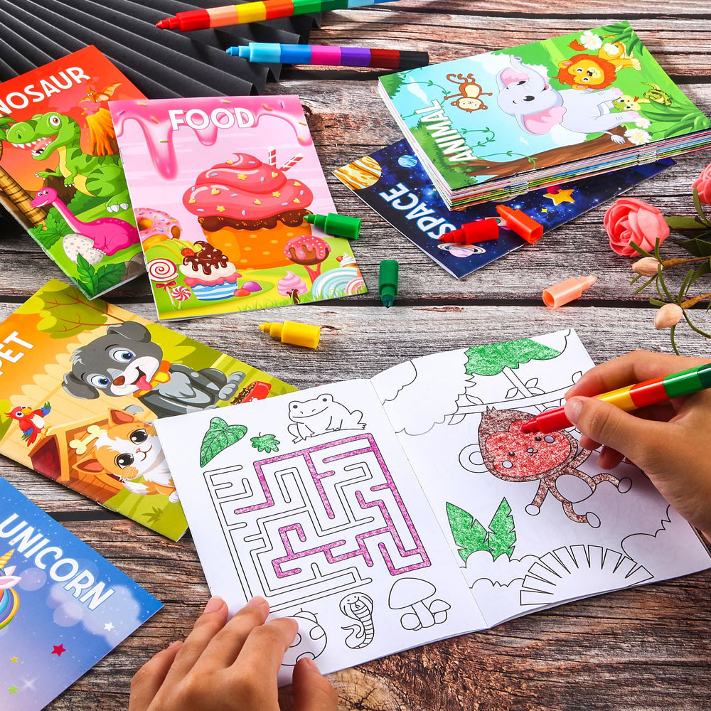 BenLouis mini coloring book pages shown, each with six pages of fun patterns