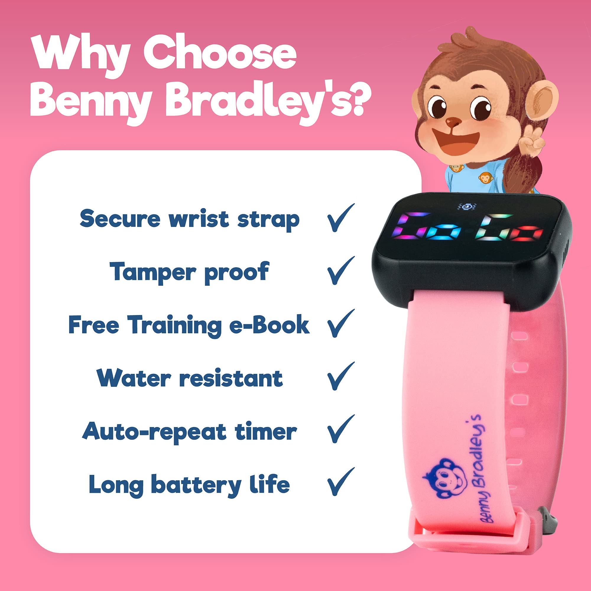Benny Bradley's Potty Watch V2 secure strap keeps active kids on track