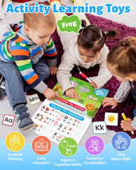 Benresive Busy Book pages teach letters and numbers with colorful activities