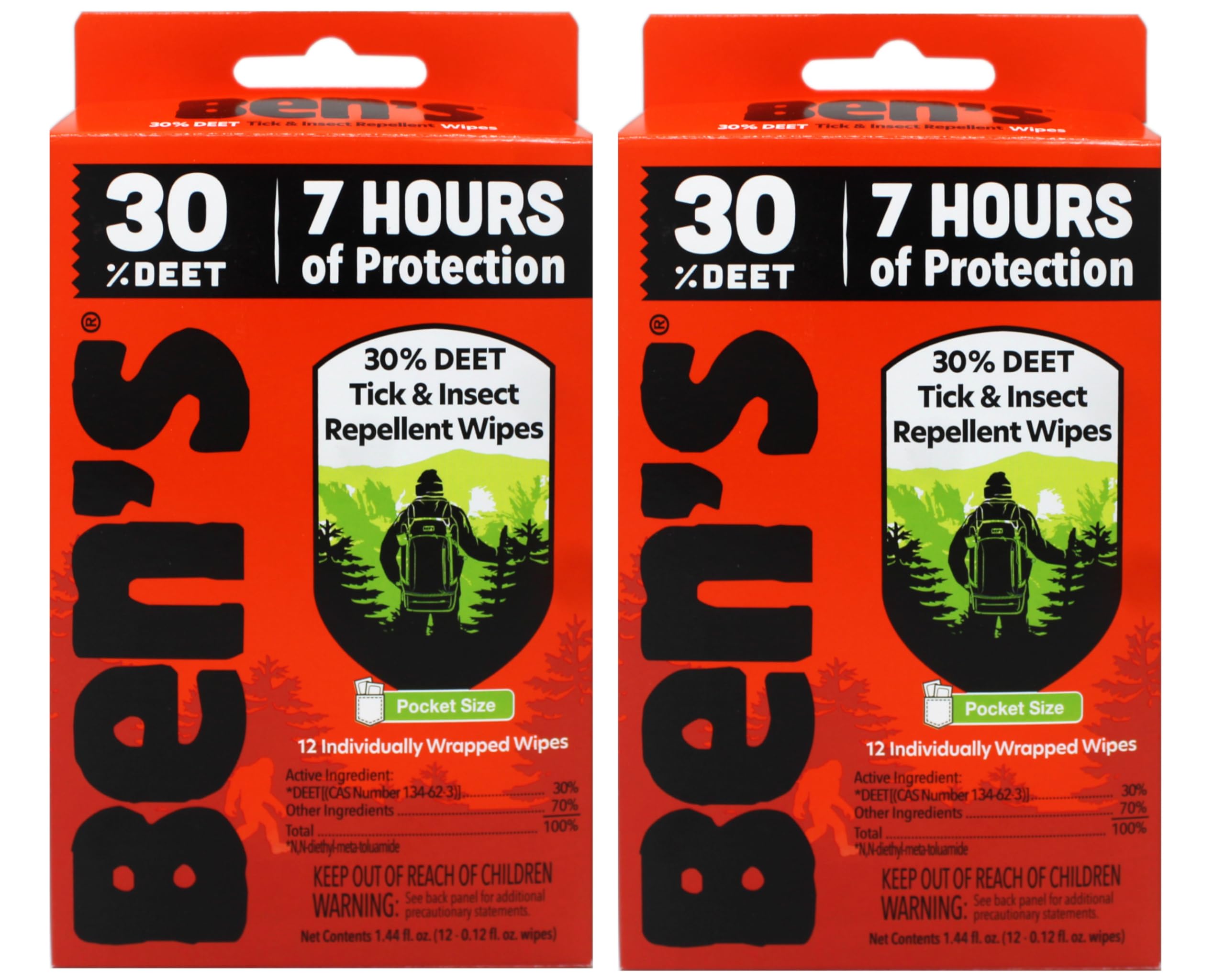 Ben's 30% DEET mosquito-tick-wipes-24-pack for reliable outdoor protection.