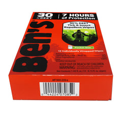 Ben's 30% DEET mosquito-tick-wipes-24-pack suited for outdoor activity use.