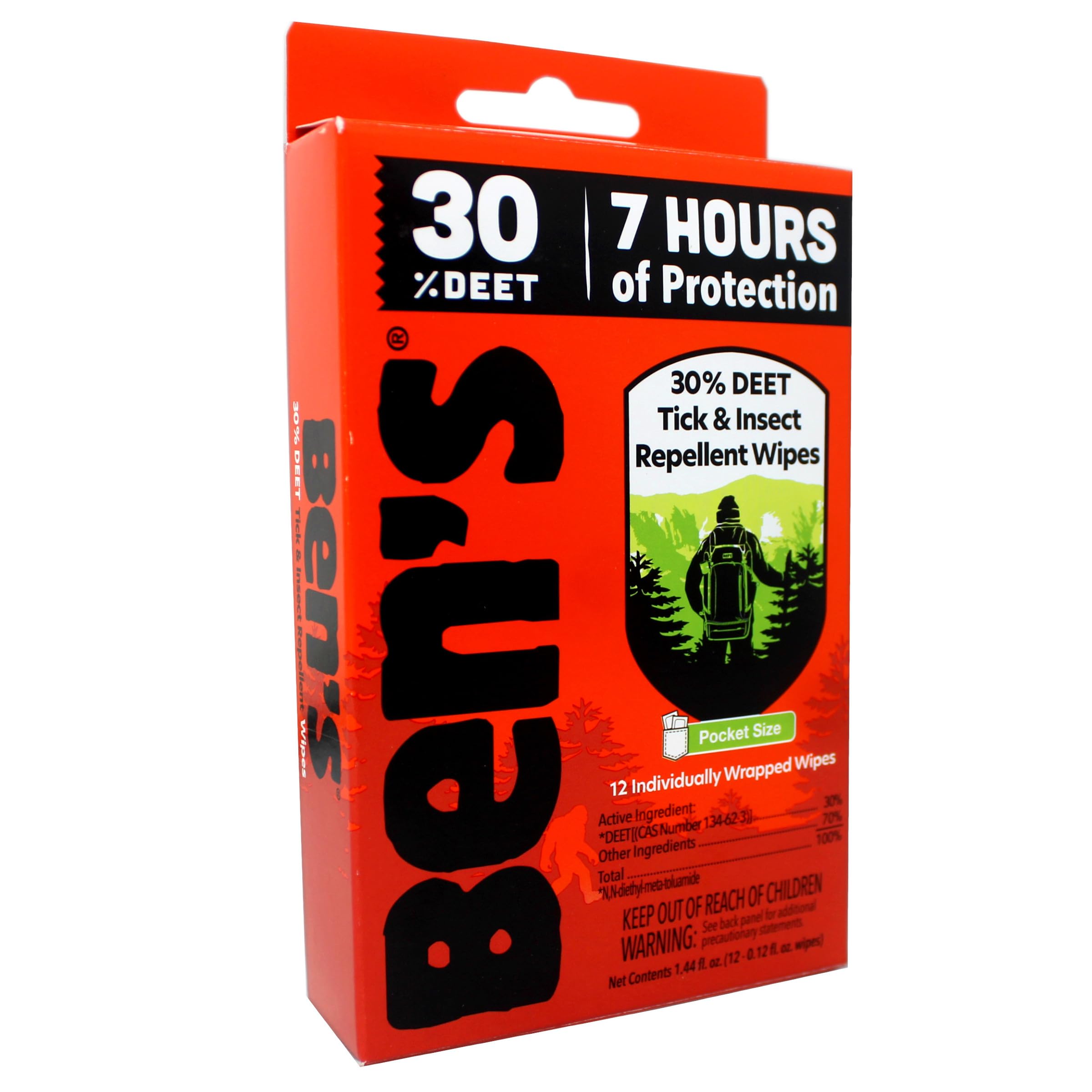 Ben's 30% DEET mosquito-tick-wipes-24-pack travel-ready for everyday outdoor use.