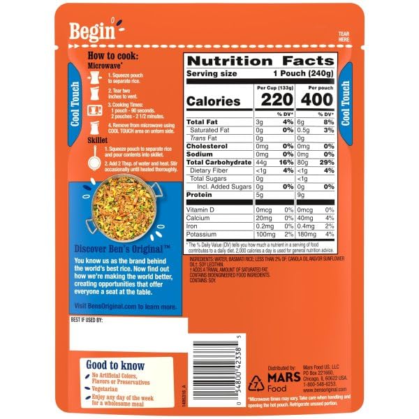 BEN'S ORIGINAL Ready Rice Basmati pack of 12 pouches on display for easy meal prep.