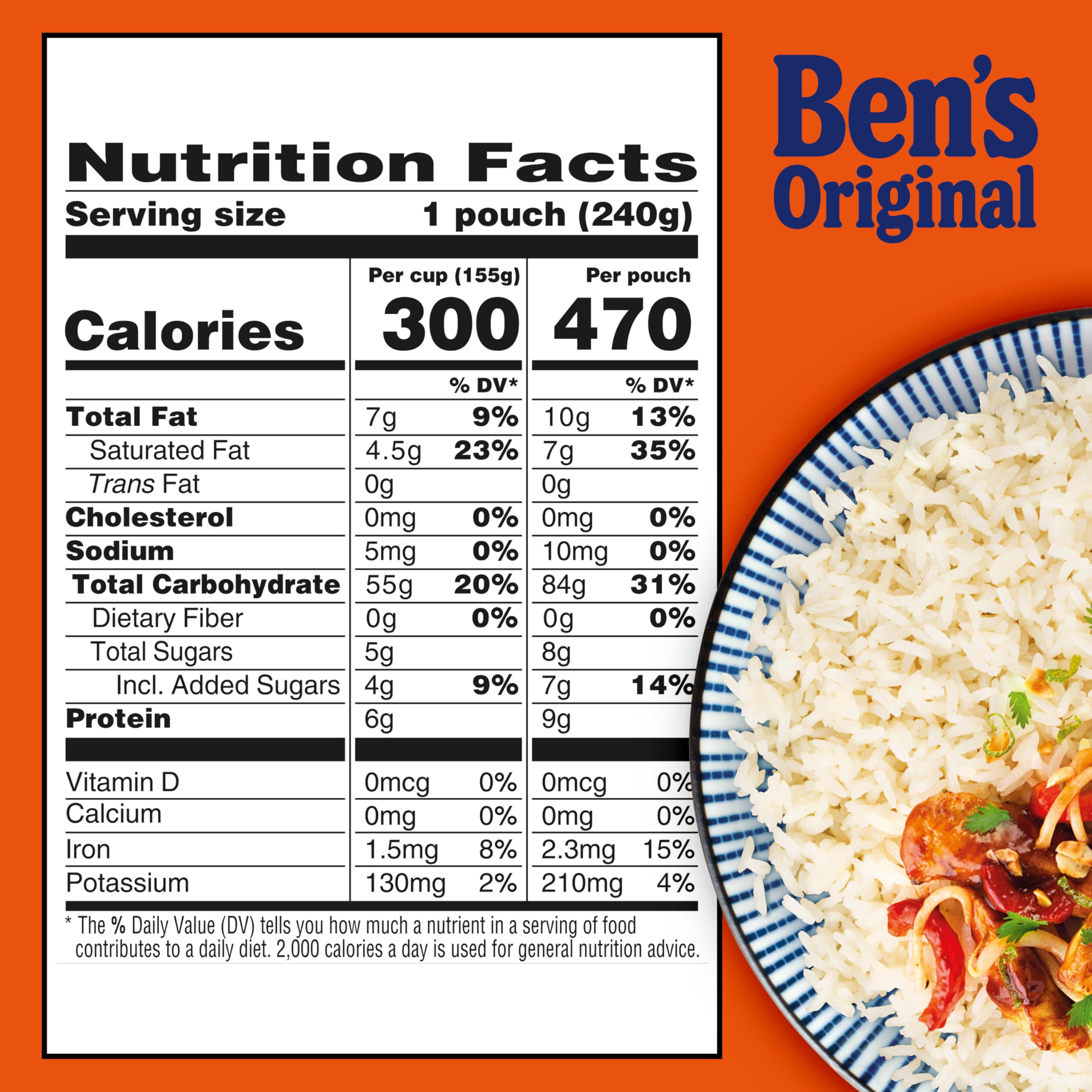 Microwave-ready BEN'S ORIGINAL coconut jasmine rice in a BPA-free pouch