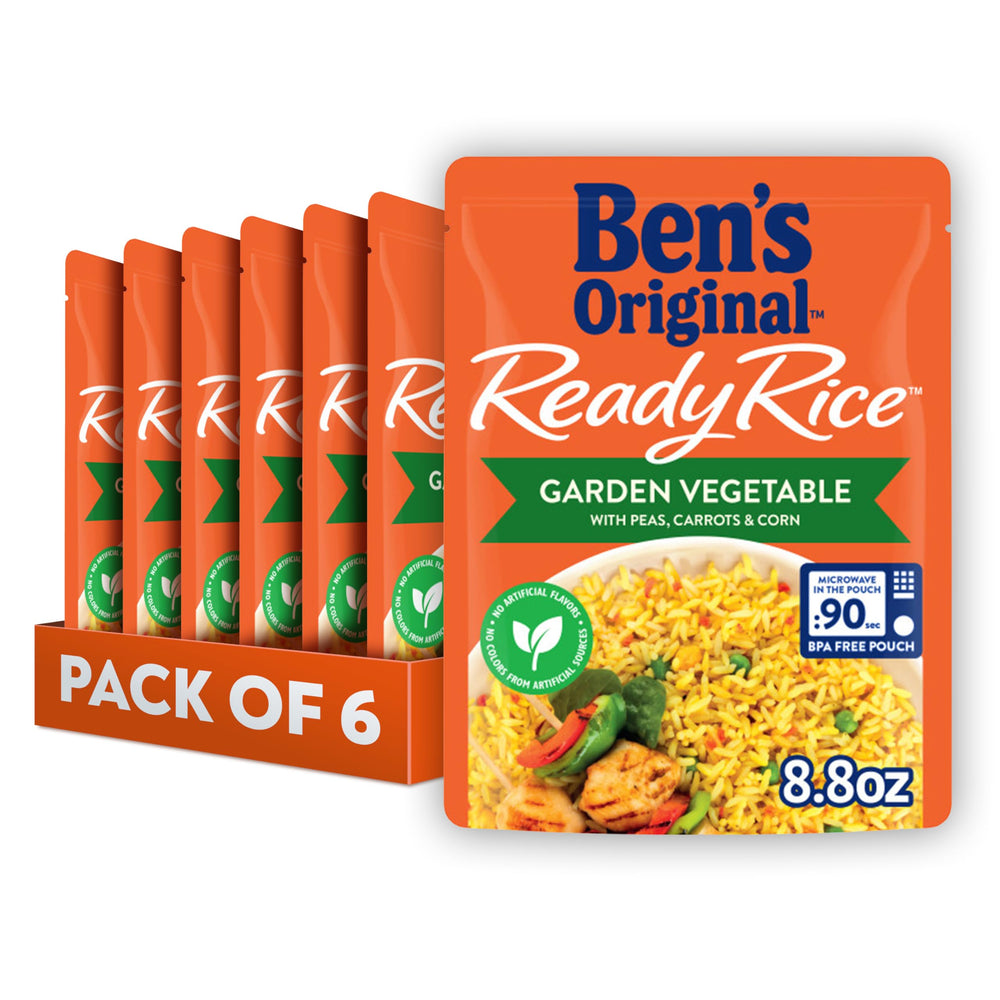 BEN'S ORIGINAL Ready Rice Garden Vegetable pouch for quick side meals.