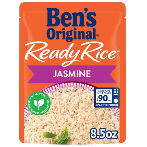 BEN'S ORIGINAL Jasmine Rice heats in 90 seconds for fast meals.