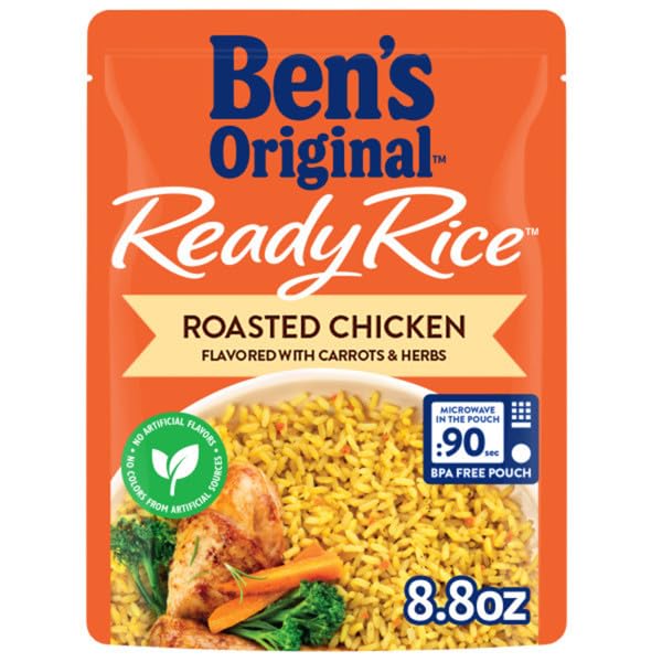 BEN'S ORIGINAL Ready Rice parboiled long grain with carrots and herbs ready to serve.