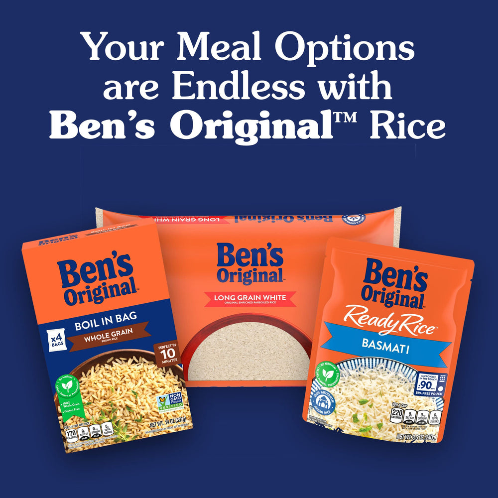 BEN'S ORIGINAL rice in a pot with measured water guidance.