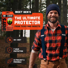 Ben's Tick & Insect Repellent Wipes TSA-friendly for travel and reapplication.
