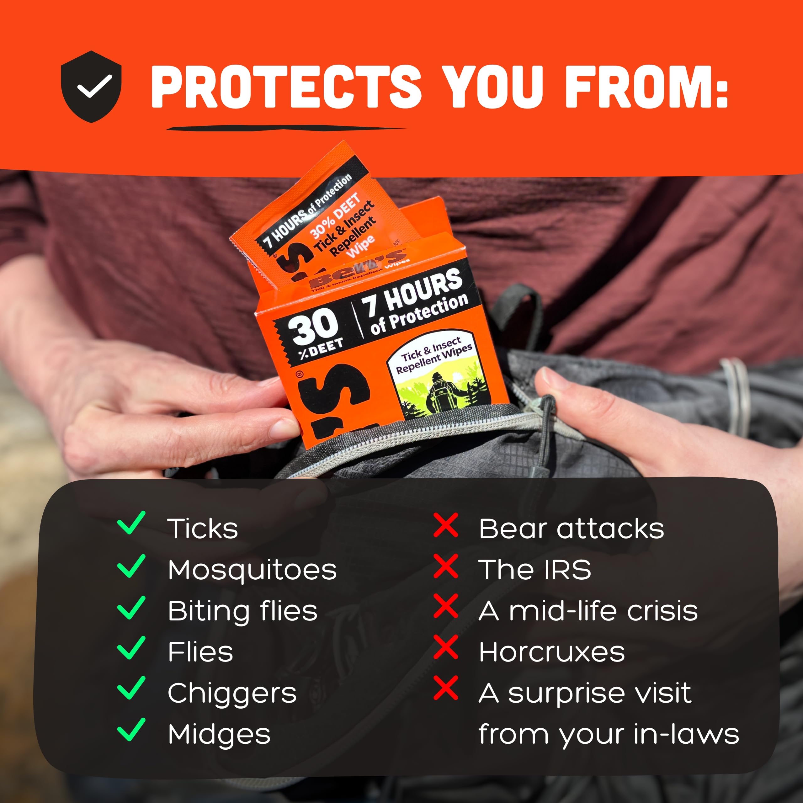 Water-based Ben's formula wipes provide skin-friendly, alcohol-free use.