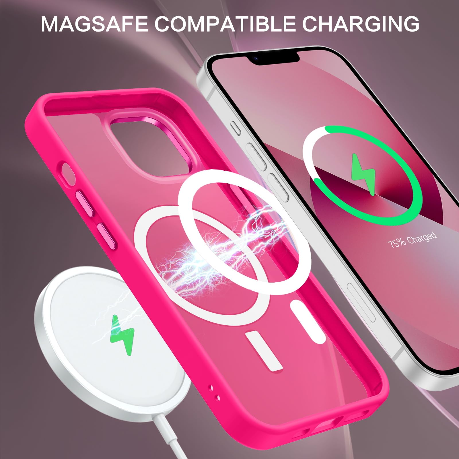Raised 3mm lip protects screen and camera on pink case.