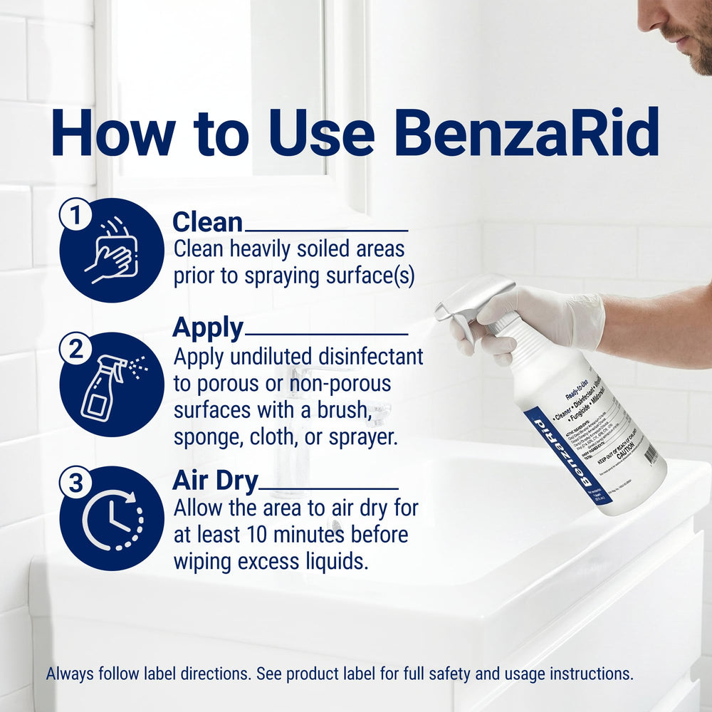 BenzaRid Pro packaging with 1 gal and 32 oz bottle