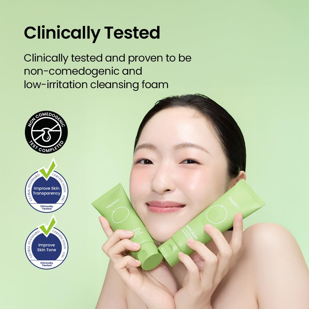 Beplain cleansing results show a soft, clean complexion after use.