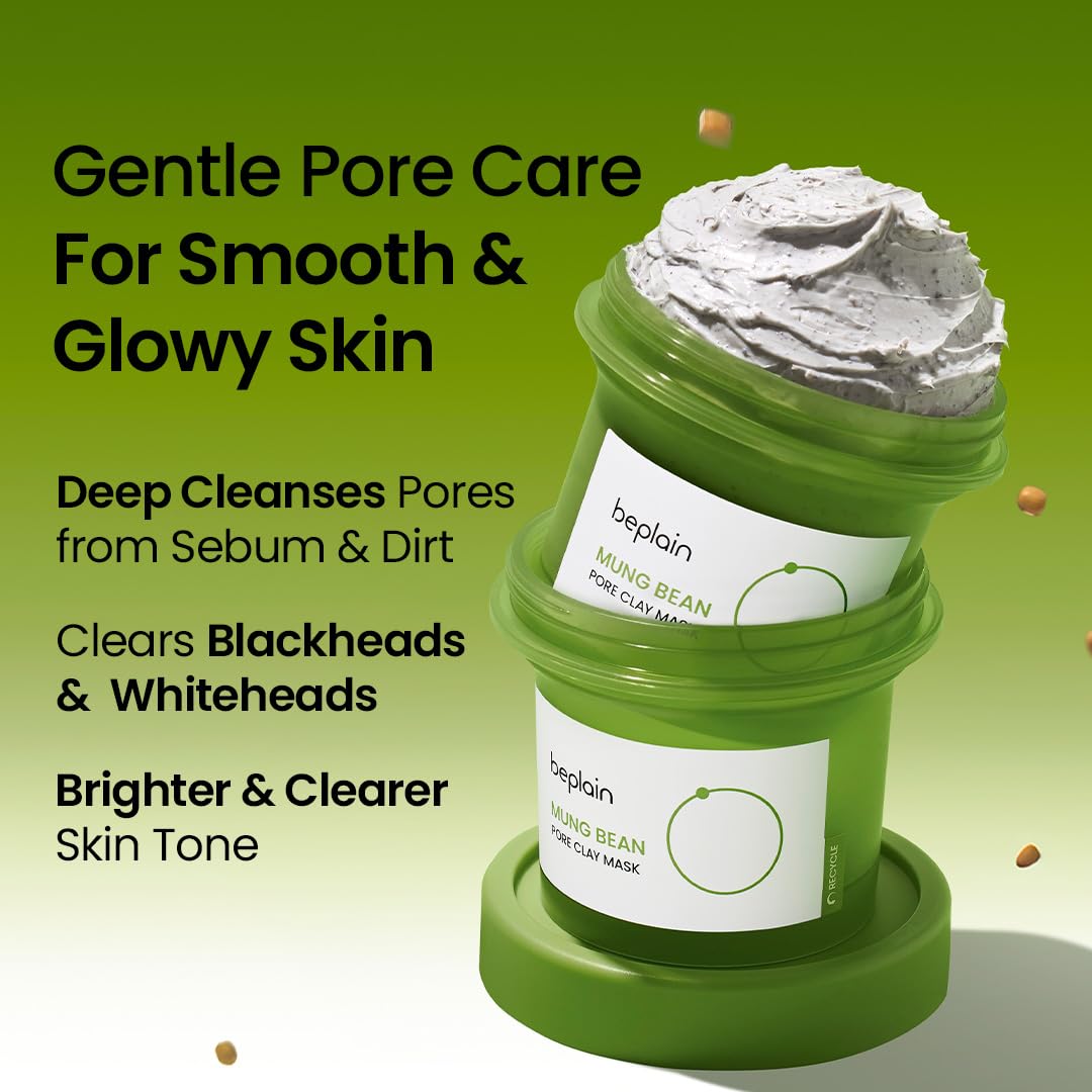 Beplain Mung Bean Pore Clay Mask dry-cream surface emphasizes purifying action without over-drying.