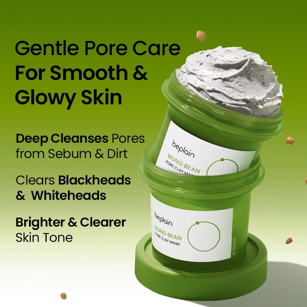 Beplain Mung Bean Pore Clay Mask dry-cream surface emphasizes purifying action without over-drying.