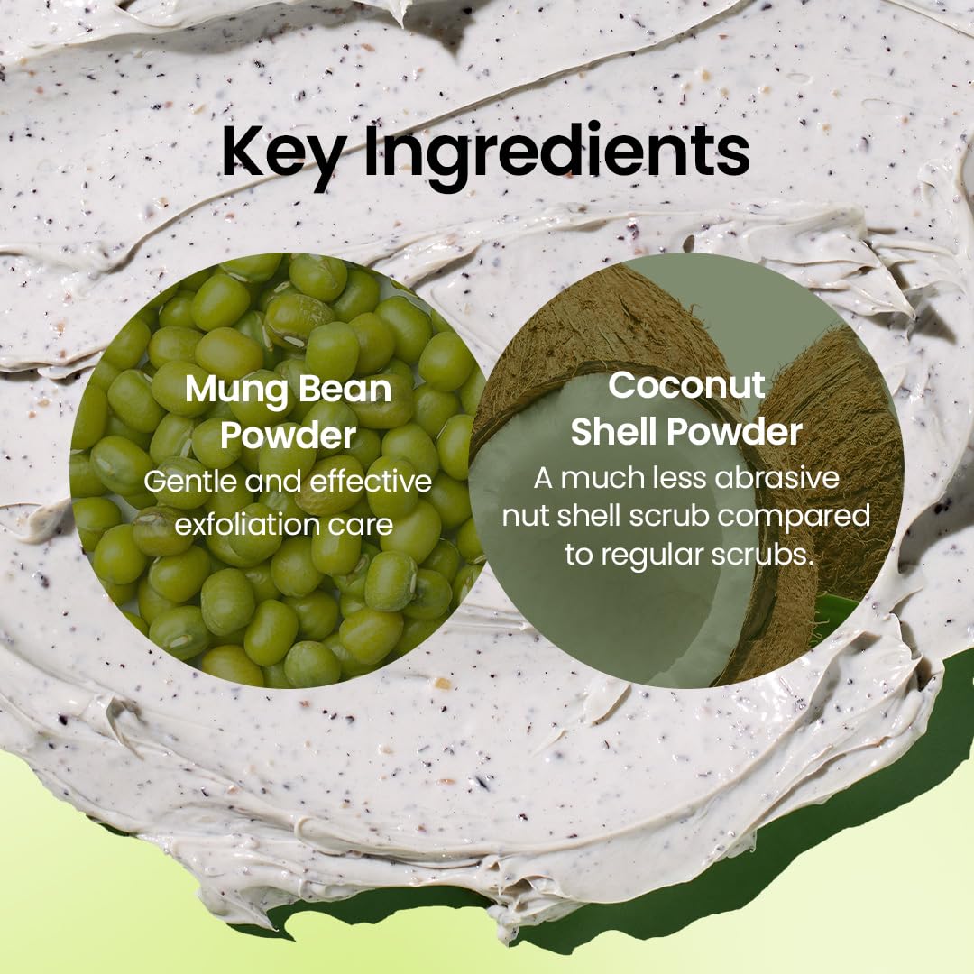 Beplain Mung Bean Pore Clay Mask packaging shows fragrance-free, Korean skincare.