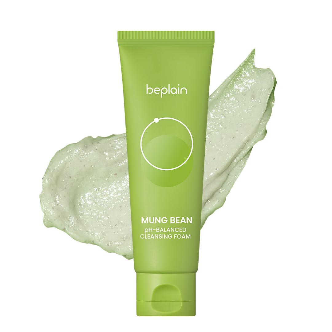 Beplain Mung Bean Purifying Foam bottle for gentle daily cleanse on sensitive skin.