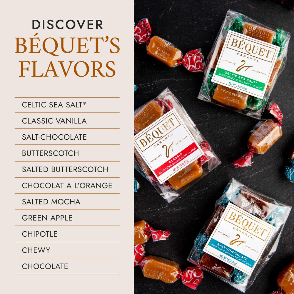 Bequet individually wrapped caramels simplify gifting and portion control.