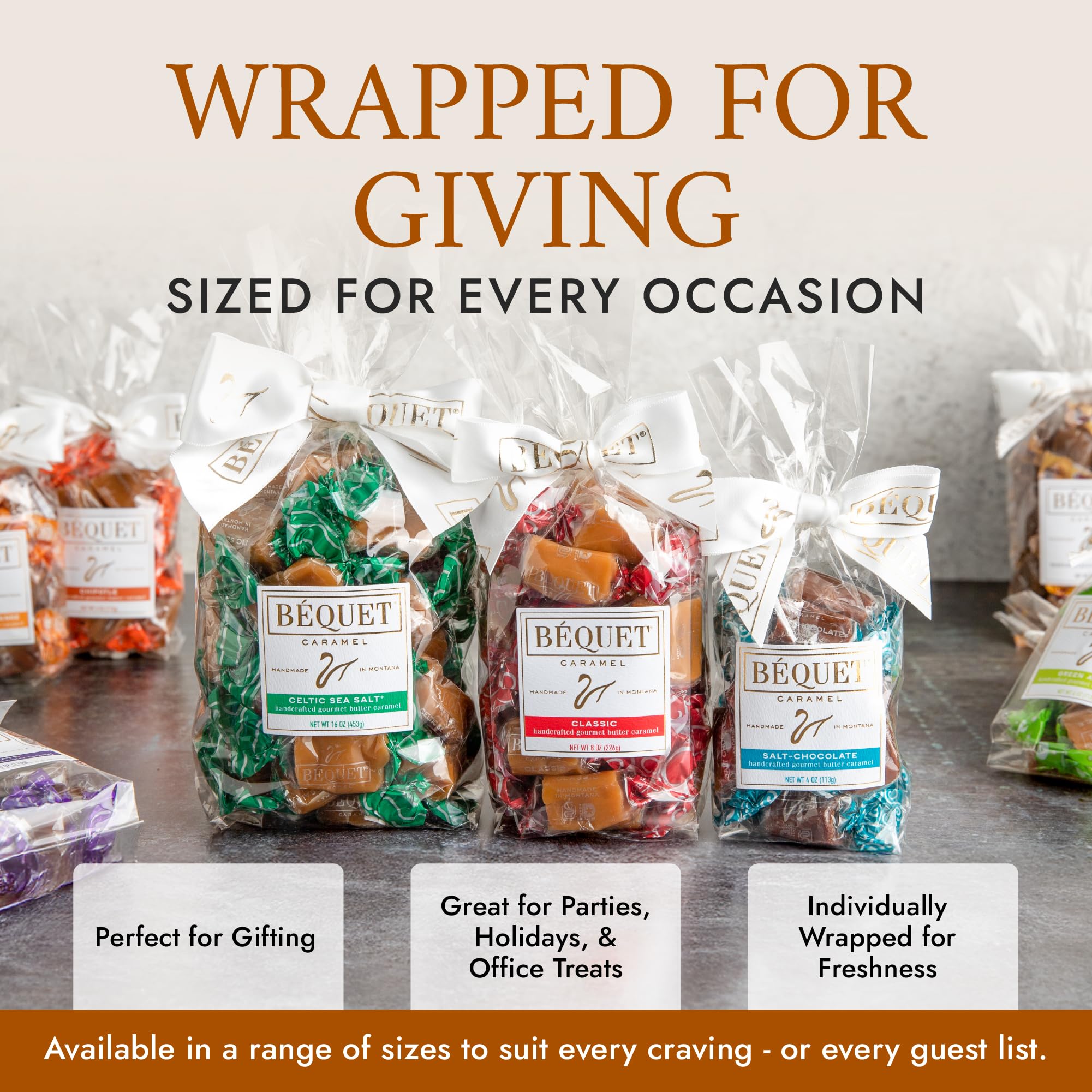 Bequet caramel uses non-GMO sugar for a clean taste.