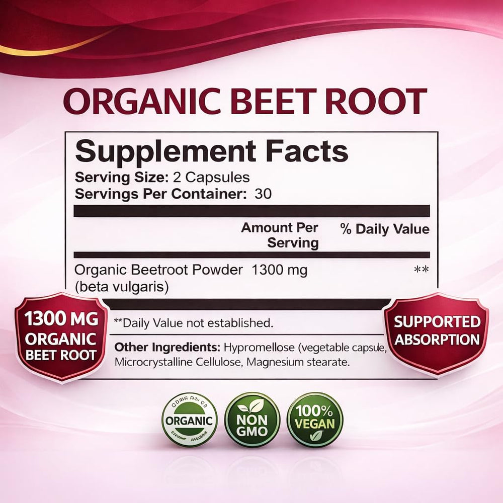 Beravia Beet Root Capsules bottle-back showing gluten-free and non-GMO ingredients