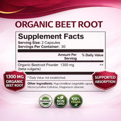 Beravia Beet Root Capsules bottle-back showing gluten-free and non-GMO ingredients