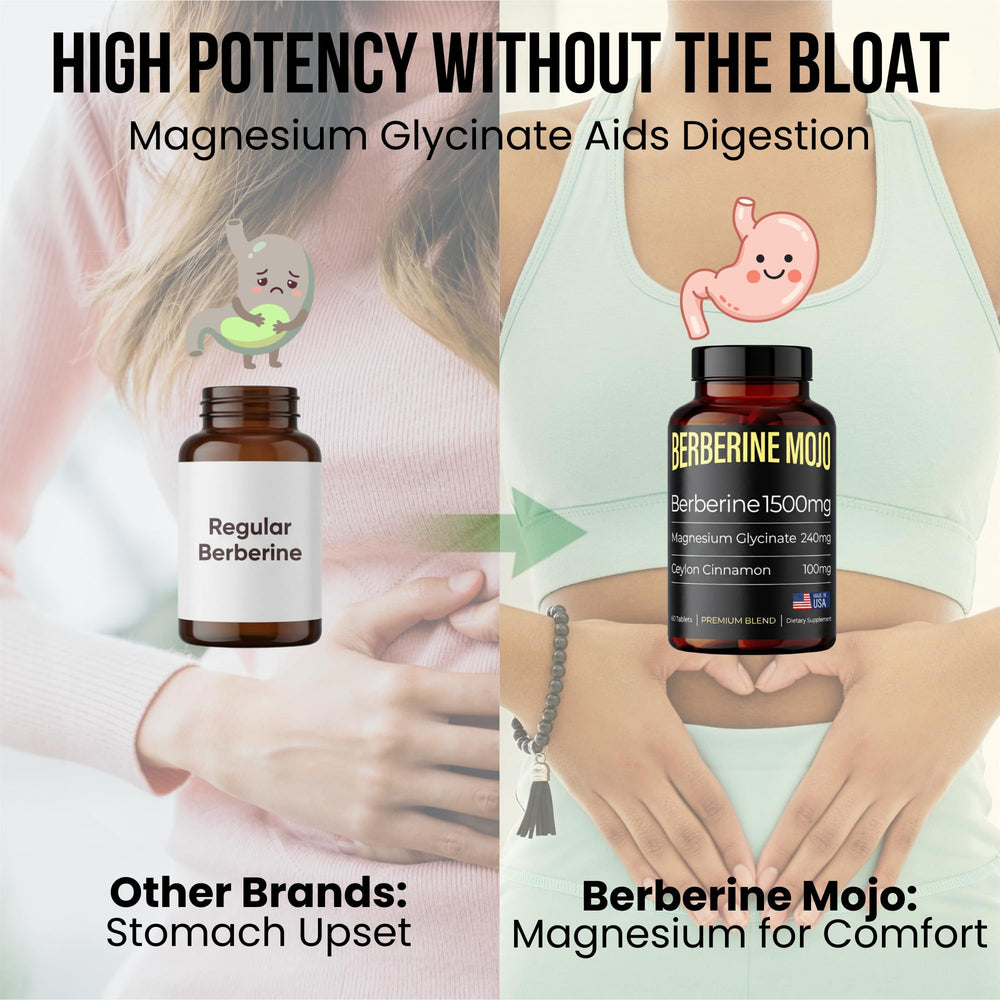 Berberine Mojo cinnamon bottle close-up showing natural cinnamon pairing.